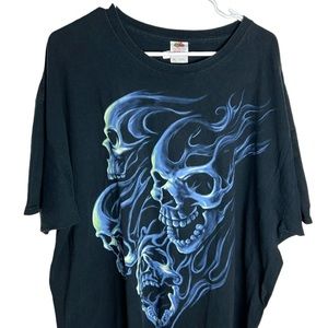 Black & Blue Skull Shirt 100% Cotton Short Sleeve Mens Size 3XL